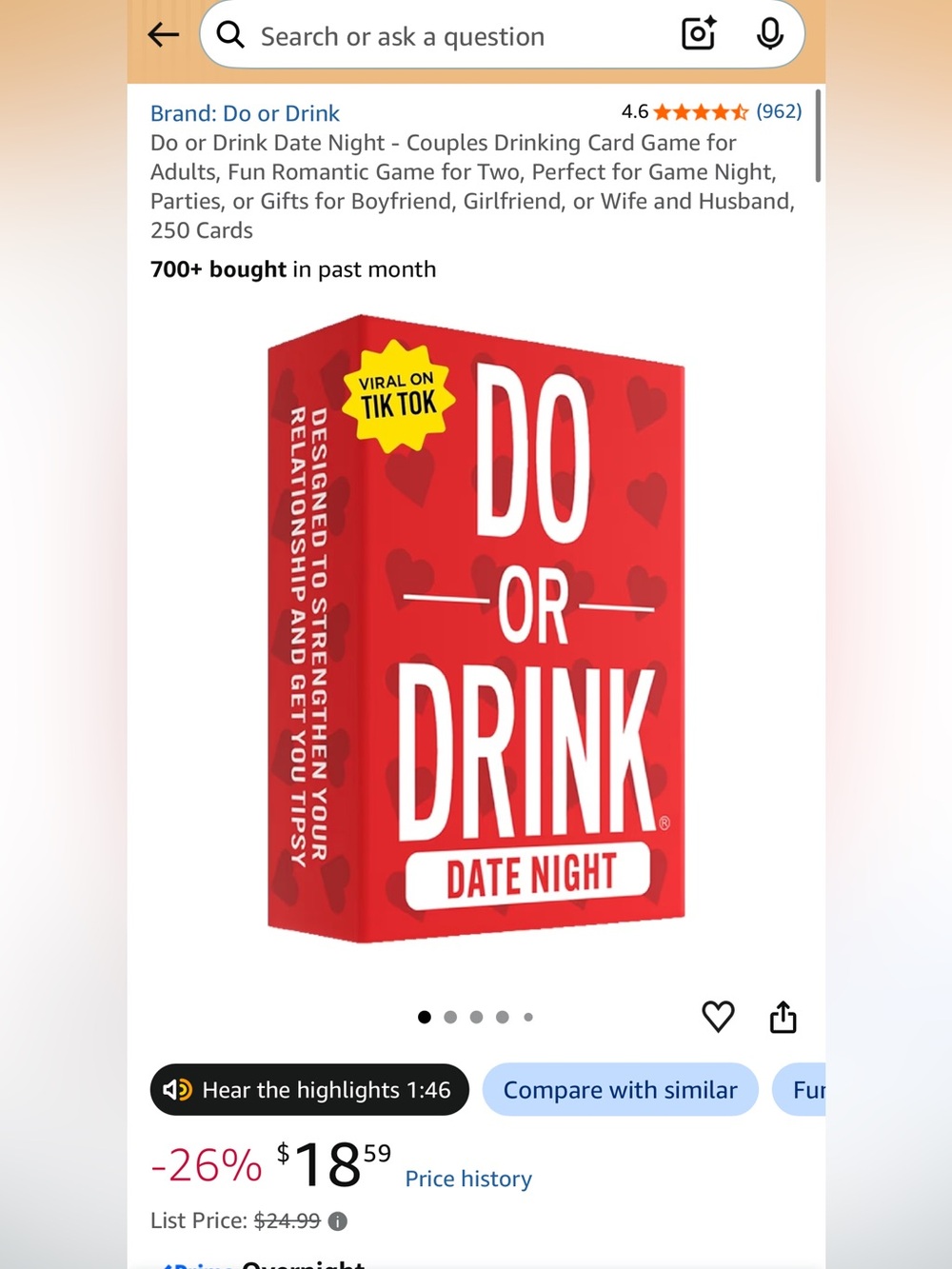 DO OR DRINK Date Night Party Card Game - Red